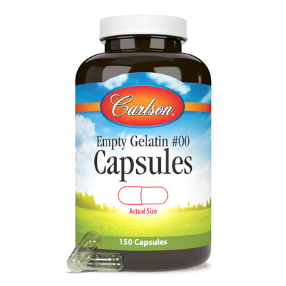 Carlson - Empty Gelatin #00 Capsules, Easy to Separate & Fill, 150 capsules Carlson buy supplements Au