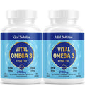 Vital Omega 3 Fish Oil Supplements 2400mg | 864mg EPA & 576mg DHA | 1440mg Total Omega-3 Fatty Acids | Promotes Brain & Heart Health | Non-GMO, Gluten-Free, Sugar-Free | Lemon | 60 Day Servings VITAL NUTRITIVEBuy Supplements Australia