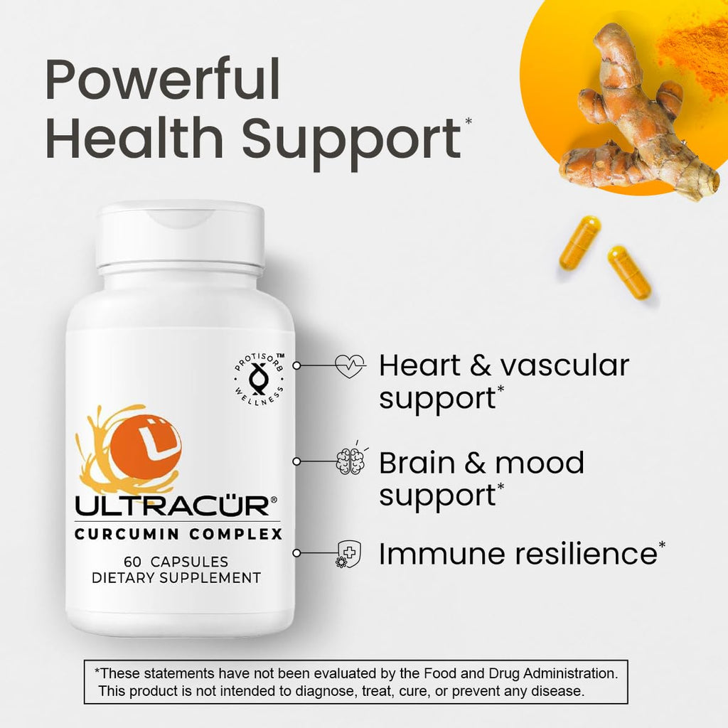 Ultracur Curcumin Complex Supplement - Ultra Bioavailable High Absorption Turmeric Curcumin Supplement for Joint, Muscle & Brain Support - Patented Protisorb for Premium Absorption – 60 Capsules UltraCurBuy Supplements Australia