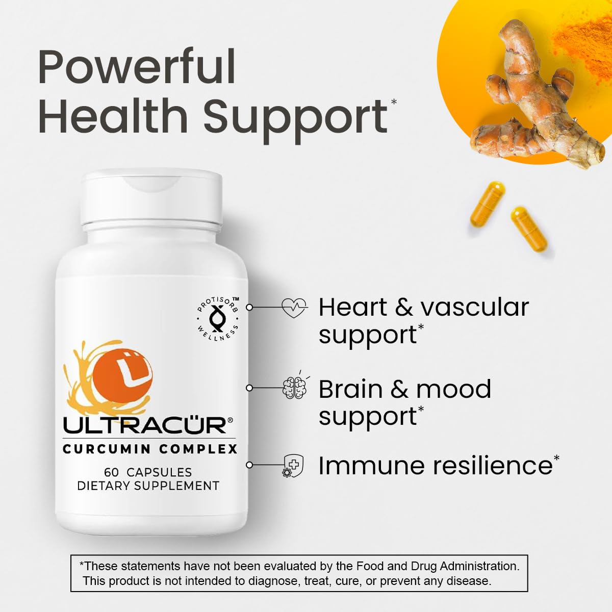 Ultracur Curcumin Complex Supplement - Ultra Bioavailable High Absorption Turmeric Curcumin Supplement for Joint, Muscle & Brain Support - Patented Protisorb for Premium Absorption – 60 Capsules UltraCurBuy Supplements Australia