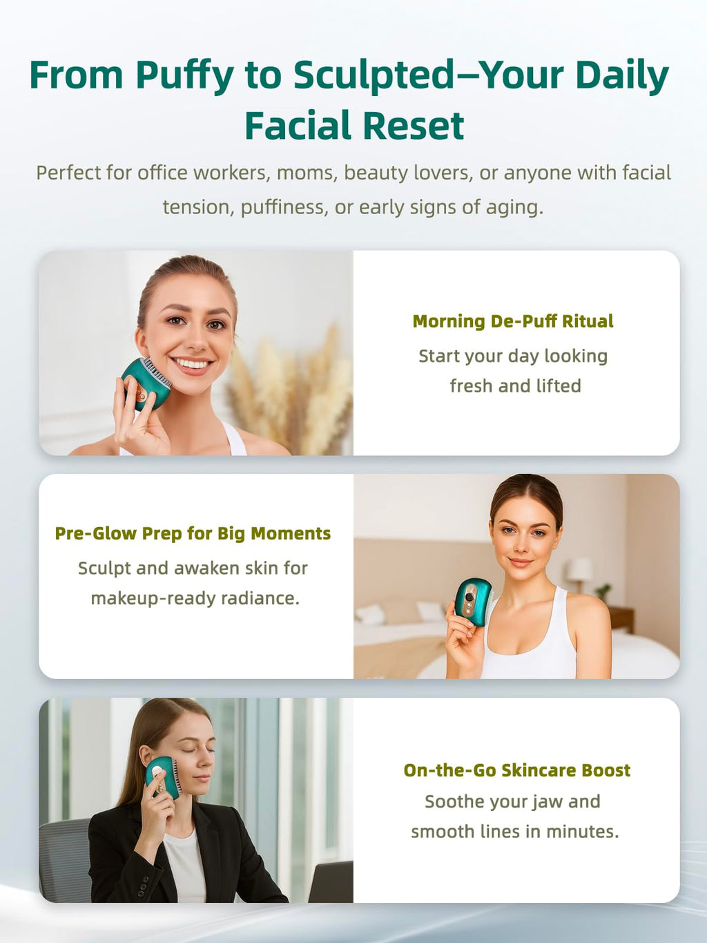 Kinbana Lymphatic Contour Face Brush – Face Massager for Lymphatic Drainage, Double Chin Reducer, and Facial Sculpting – Gentle Vibrating Lymphatic Drainage Tool for Jawline & Puffiness (Green) Kinbana buy supplements Au