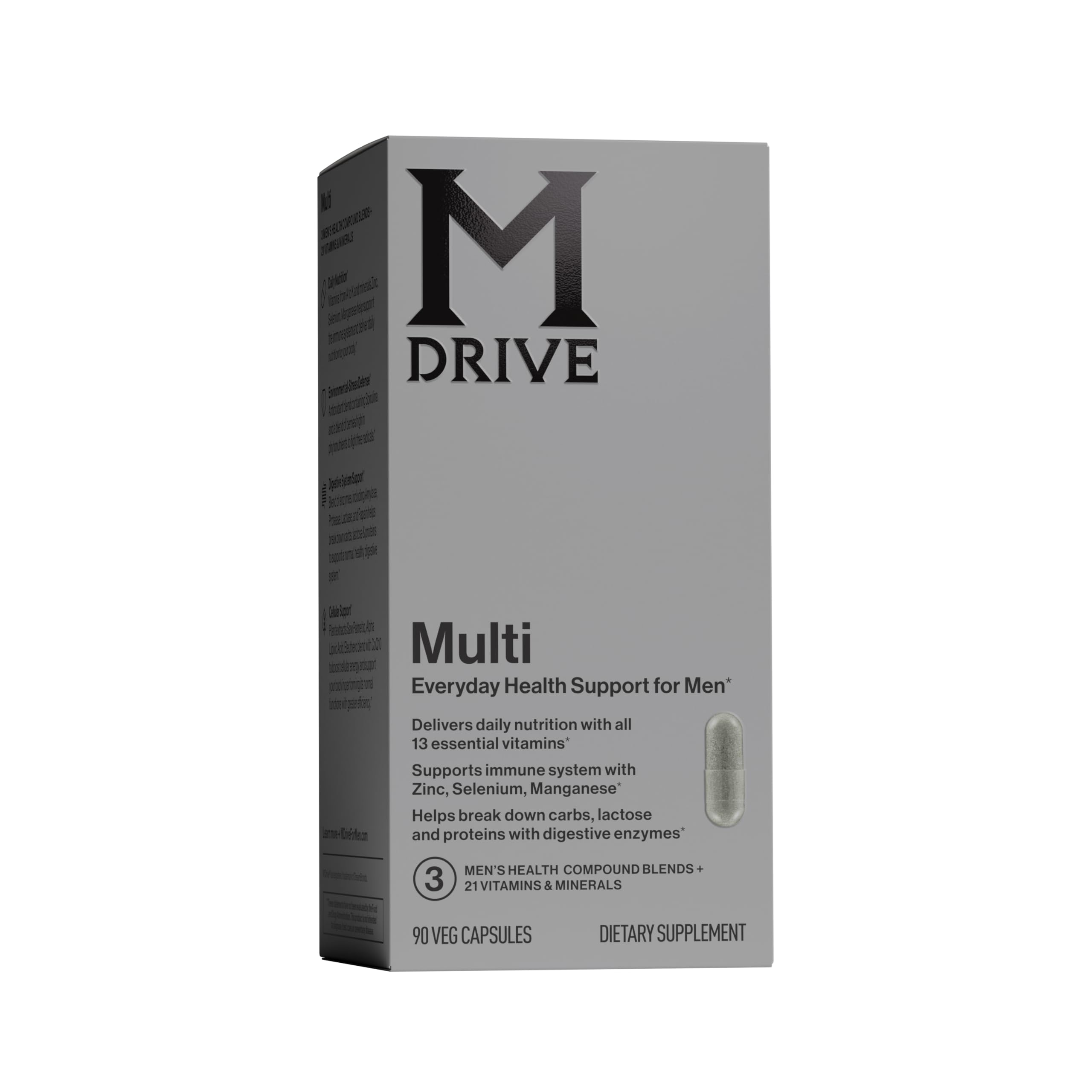 Mdrive Multivitamin for Men, Daily Multivitamin - Immune Health Support from Zinc, Selenium, Manganese & Vitamin D, Enzymes for Digestive Support, CoQ10 for Energy and Vitamin K2, 90 Capsules MdriveBuy Supplements Australia