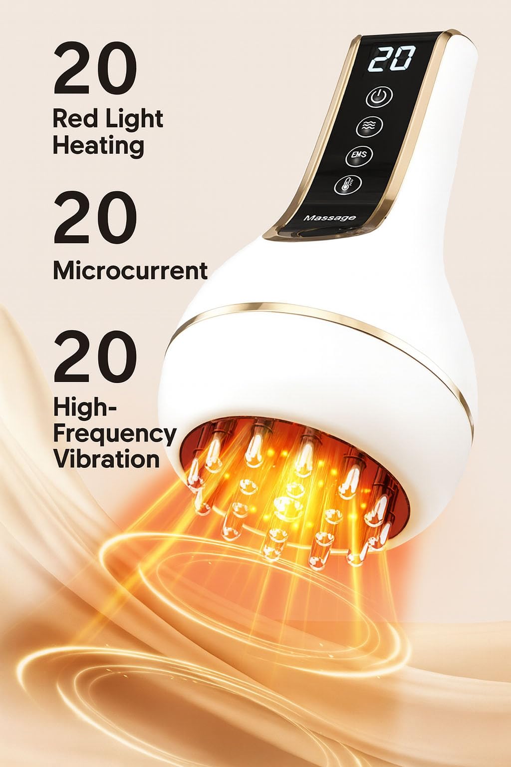Treayes Lymphatic Drainage Massager & Anti Cellulite Massage Tool – 20-Level Heat, Microcurrent & Vibration, Ergonomic Rechargeable Design for Legs, Arms, Waist & Belly Treayes buy supplements Au