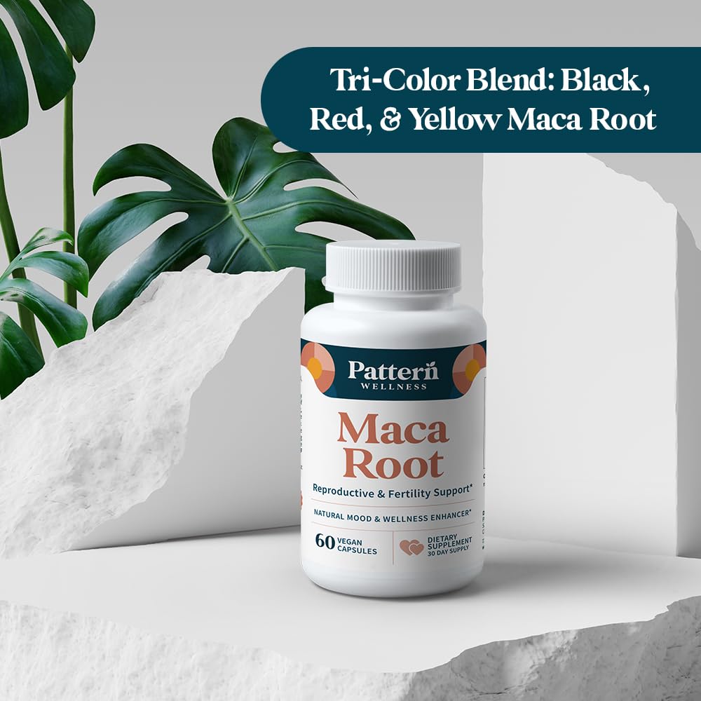 Pattern Wellness Maca Root Extract 20:1-500mg Per Serving – for Men & Women – Tri-Color Black/Red/Yellow Blend – 60 Vegan, Non-GMO Capsules Pattern Wellness buy supplements Au