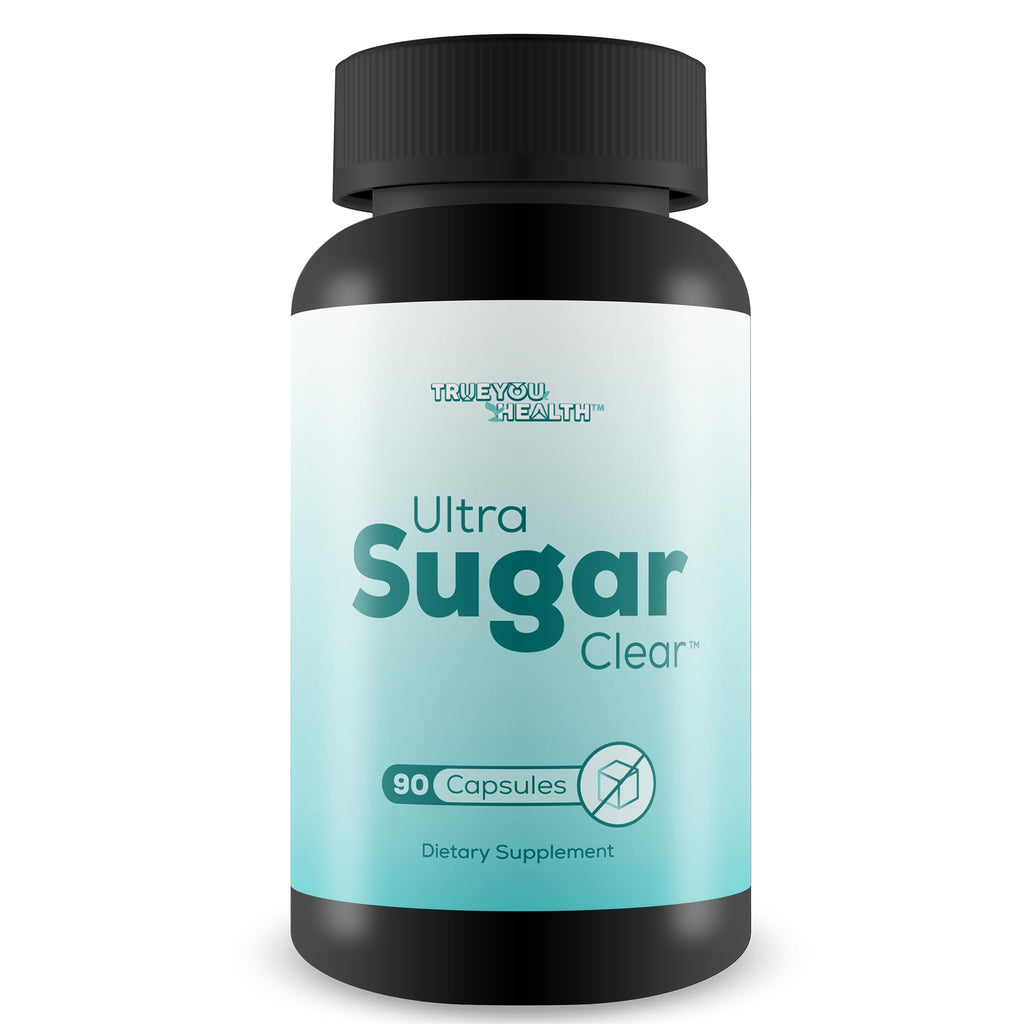 Supplement bottle labeled 'Ultra Sugar Clear' on a white background
