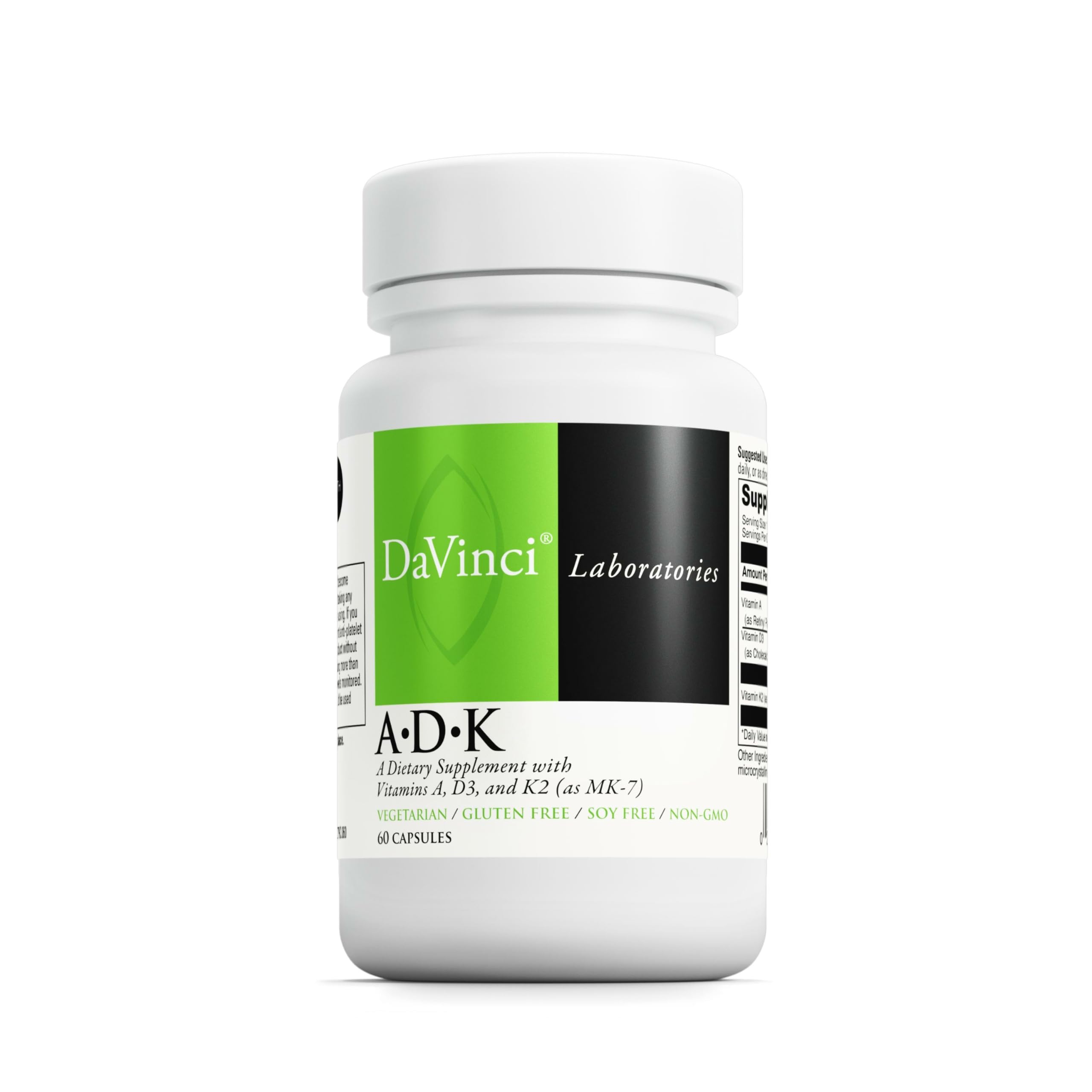 DAVINCI Labs ADK - Helps Support Bone, Heart & Immune Health - Dietary Supplement with Vitamins A, D3 & K2 (as MK-7) - Vegetarian