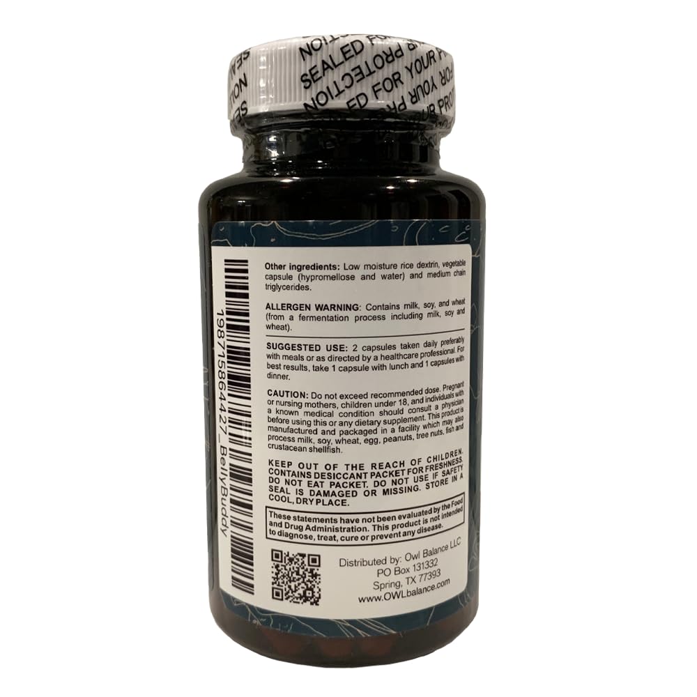 Belly Buddy Advanced Gut Health Support containing a helthy Blend of Probiotics, Prebiotics, and Digestive Enzymes OWL Balance buy supplements Au