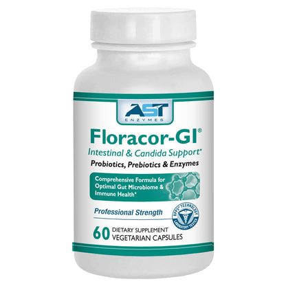 AST Enzymes Floracor - Supports Gut & Intestinal Health - Premium Probiotic, Prebiotic and Enzyme Formula - 60 Vegetarian Capsules