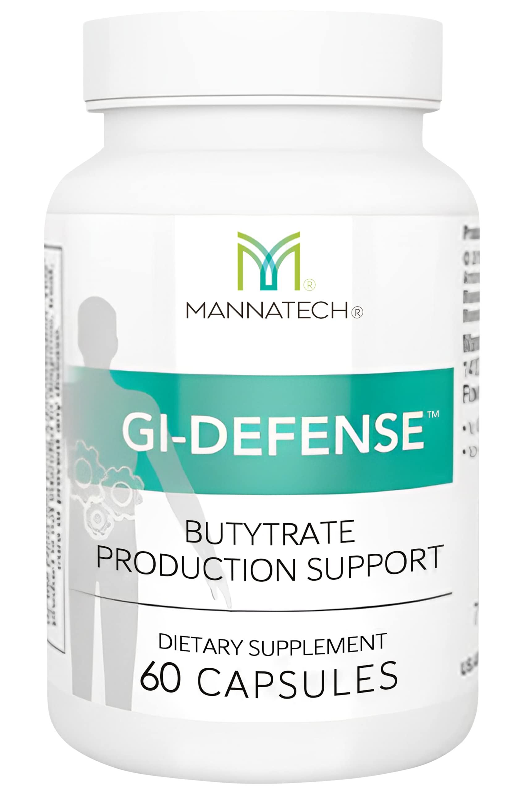 Mannatech GI-Defense dietary supplement bottle on a white background