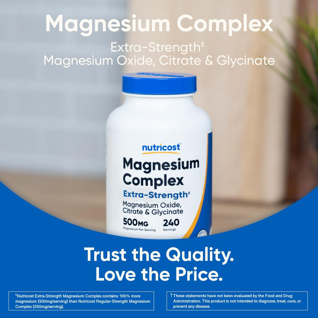 Nutricost Magnesium Complex 500mg, 240 Capsules - Magnesium Oxide, Citrate, and Glycinate - Gluten Free and Non-GMO Nutricost buy supplements Au