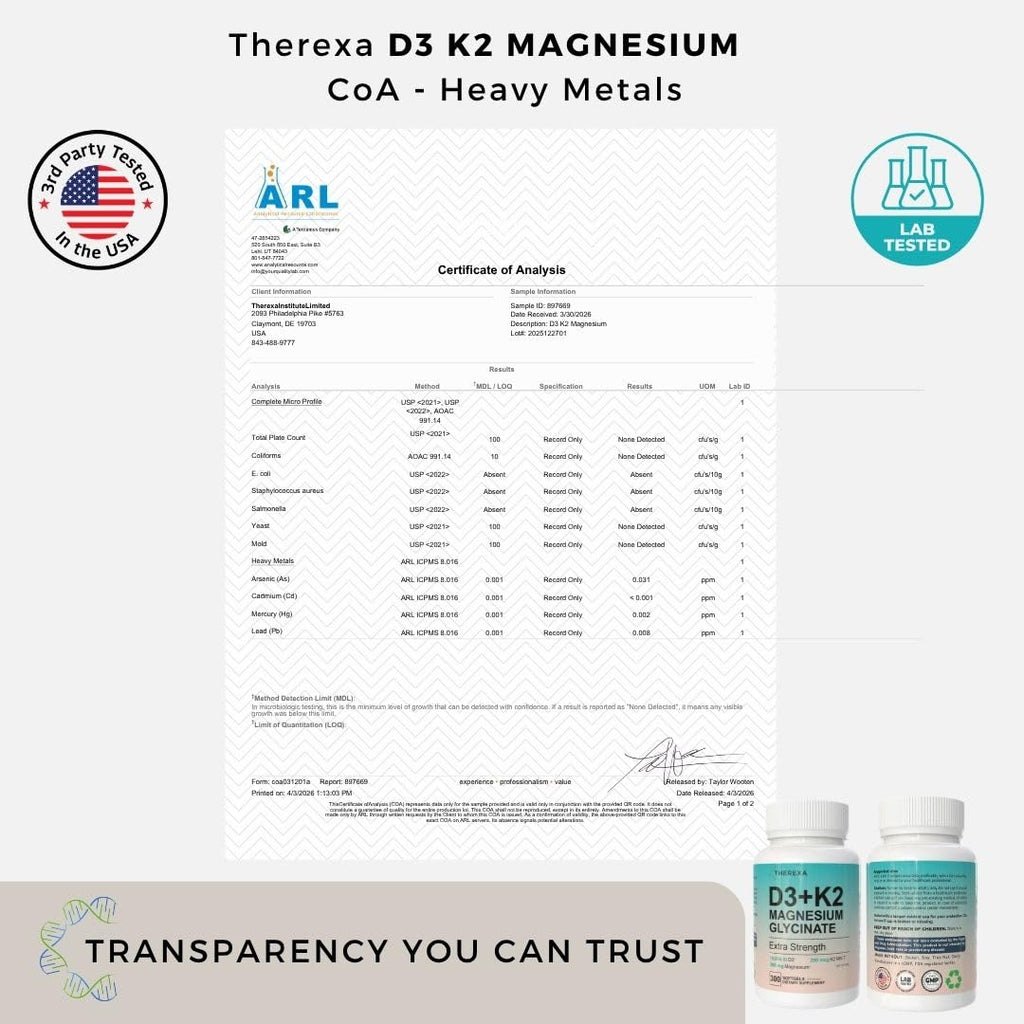 THEREXA Vitamin D3 K2 Magnesium Supplement - Extra Strength with 10000 IU Vitamin D3, Magnesium Glycinate and 200 mcg K2 MK-7 Vitamin Supplements Complex, for Women & Men - 300 Softgels THEREXA buy supplements Au