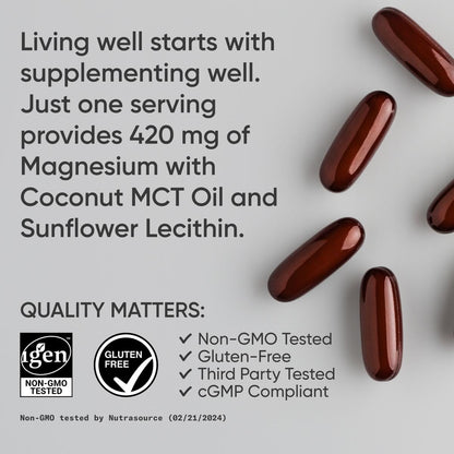 Sports Research® Magnesium Oxide 420mg with Coconut MCT Oil - Magnesium Supplement for Muscle, Nerve, and Bone Support* - Gluten-Free, Non-GMO - 90 Softgels Sports Research buy supplements Au