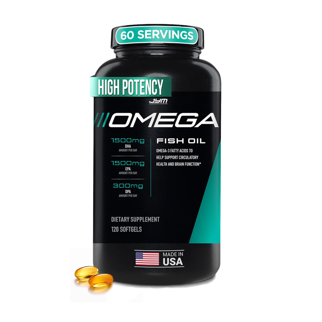 JYM Supplement Science Omega JYM Fish Oil 2800mg, High Potency Omega 3, EPA, DHA, DPA for Brain, Heart, & Joint Support 120 Soft Gels JYM Supplement Science buy supplements Au