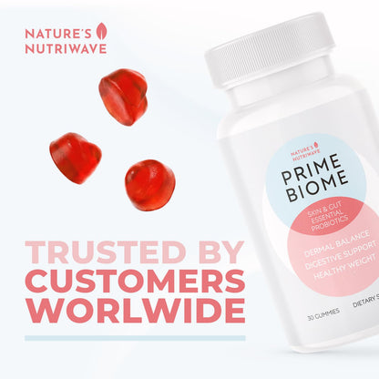 Nature’s NutriWave PrimeBiome Probiotic Gummies – Plant-Based Blend with Inulin, Lion’s Mane, Ginger & More– Non-GMO, No Stimulants, GMP Certified – 30 Gummies, 3 Month Supply Nature’s NutriWave buy supplements Au