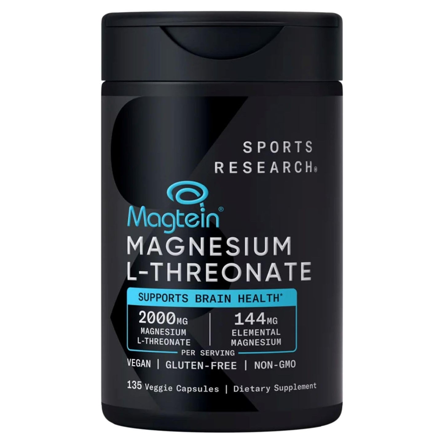 SPORTS RESEARCH Magtein Magnesium L- Threonate Advanced (2000 MG Magnesium L-Threonate 144 MG Elemental Magnesium Per Serving) 135 Veggie CapsulesPlus Bonus 2 Sugar Free White Peach Hydration Sticks Sports Research buy supplements Au