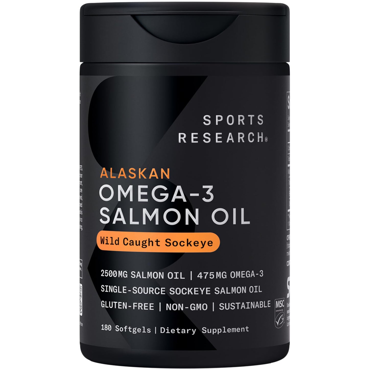 Sports Research® Salmon Oil - Single-Source Wild Alaskan Sockeye | 2500 mg per Serving w/EPA & DHA Fatty Acids | MSC Certified - 180 Count Softgels Sports ResearchBuy Supplements Australia
