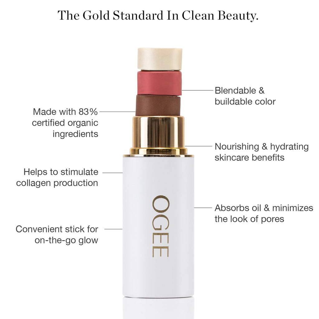 Ogee Sculpted Face Stick (ROSE QUARTZ - ROSE BLUSH) Certified Organic Blush Stick - Multi-Use Cream Blush Stick for Cheeks, Lips & Face OgeeBuy Supplements Australia