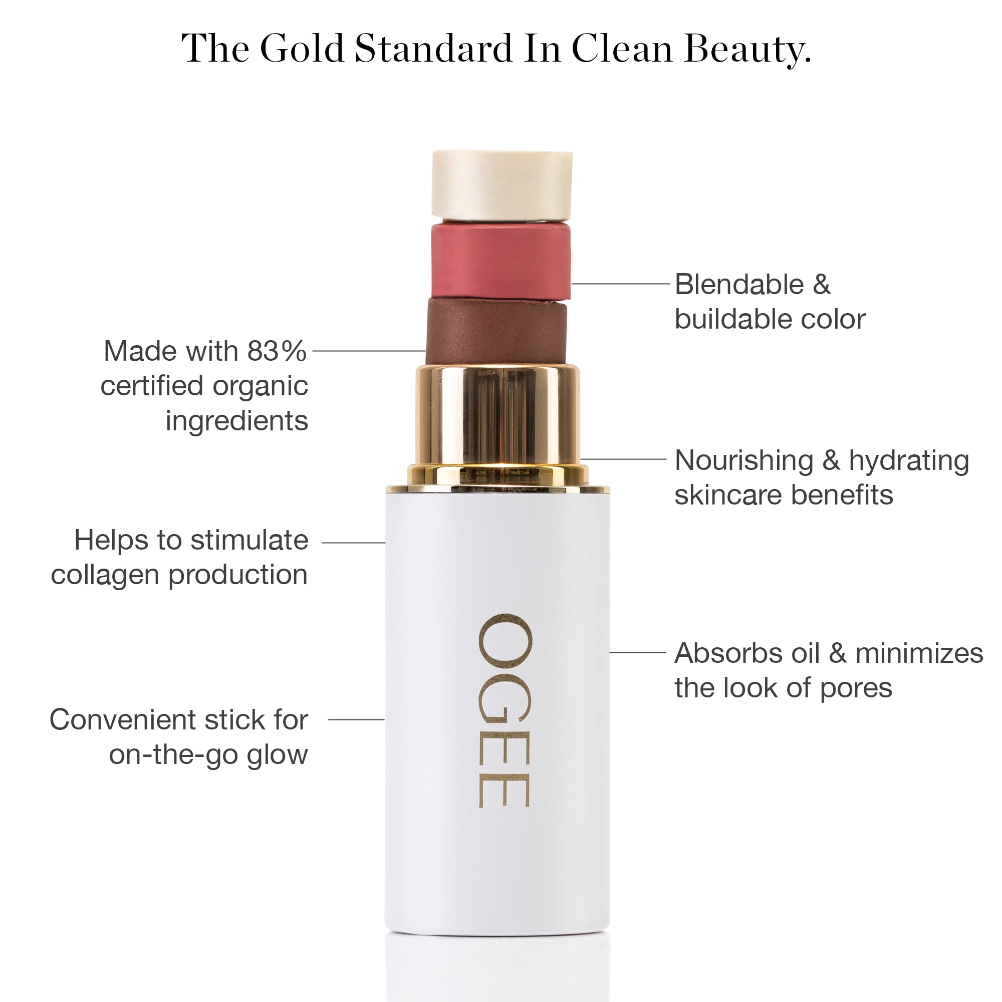 Ogee Sculpted Face Stick (ROSE QUARTZ - ROSE BLUSH) Certified Organic Blush Stick - Multi-Use Cream Blush Stick for Cheeks, Lips & Face OgeeBuy Supplements Australia