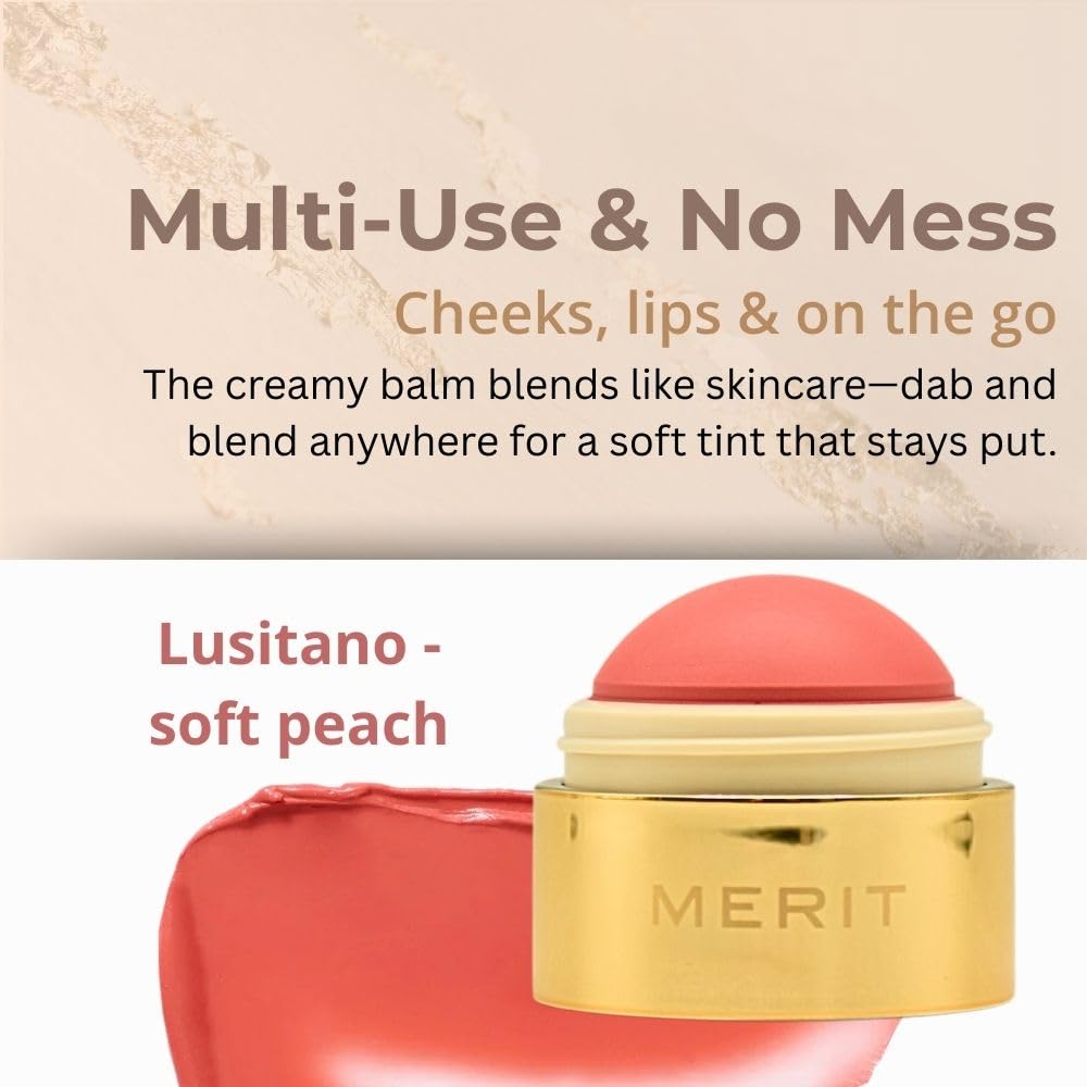 MERIT Flush Balm Cream Blush – Lusitano Soft Peach | Hydrating Radiant Cheek & Lip Tint Stick with Vitamin E | Lightweight, Buildable, Vegan & Cruelty-Free Blush MeritBuy Supplements Australia