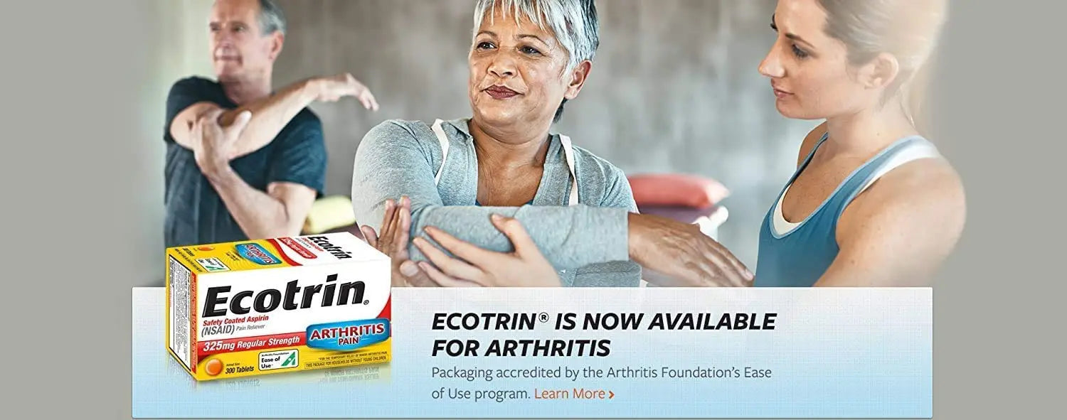 Ecotrin Regular Strength Safety Coated Aspirin | Arthritis Pain | 300 Tablets (2 Pack) EcotrinBuy Supplements Australia