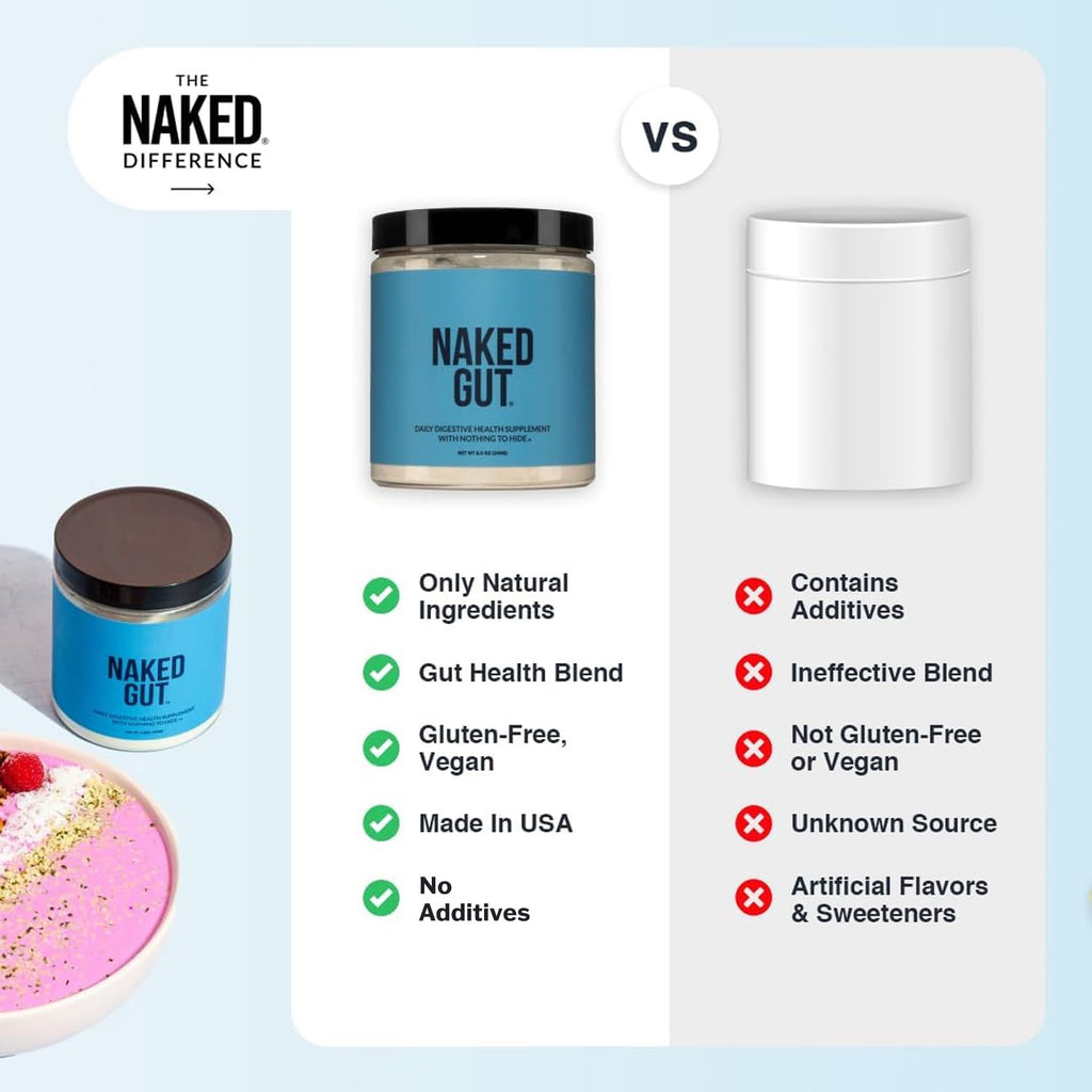 NAKED Gut - Daily Gut Health Supplement - Natural Gut Health Powder for Gut Cleanse, Digestive Support, GMO-Free, Soy-Free, Gluten-Free,