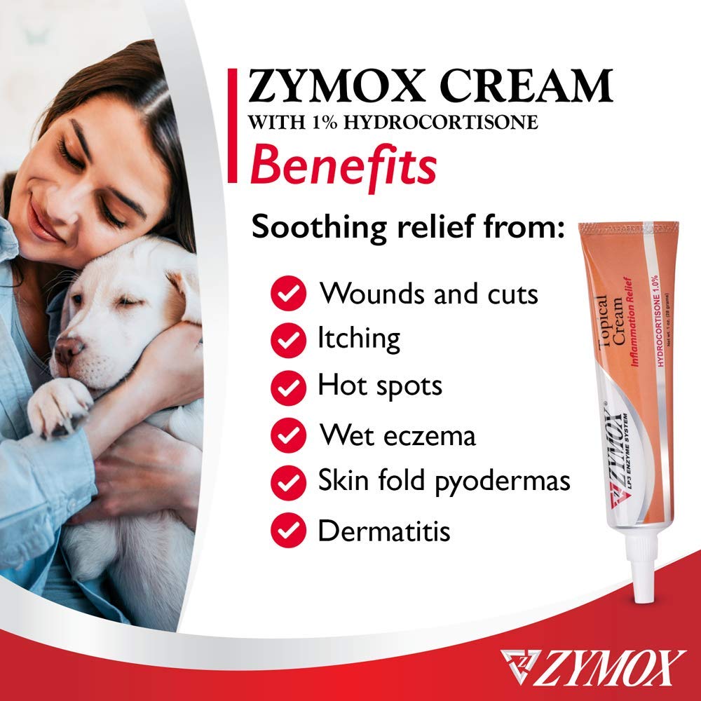 Zymox Veterinarian Strength Topical Cream with 1% Hydrocortisone for Dogs and Cats, 1oz Zymox buy supplements Au