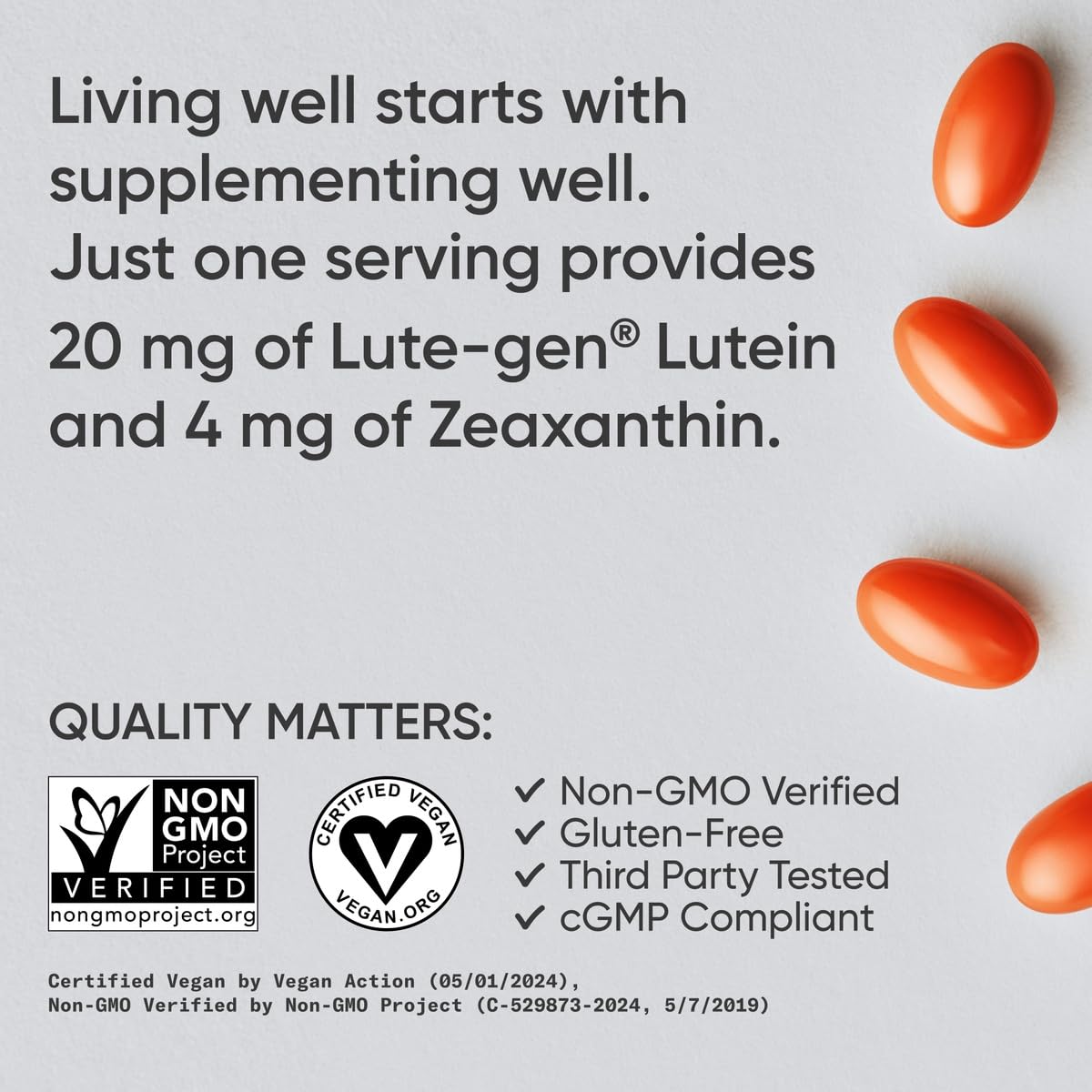 Sports Research® Lutein and Zeaxanthin Capsules - Eye Health Support Supplement Made with Lute-Gen® and Organic Coconut Oil - Vegan Friendly & Non-GMO Verified - 30 Veggie Softgels Sports Research buy supplements Au