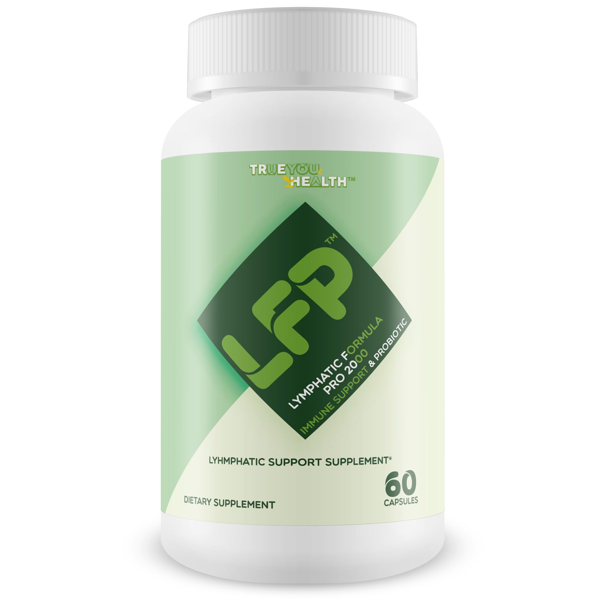 Supplement bottle labeled 'True You Health LFP' on a white background