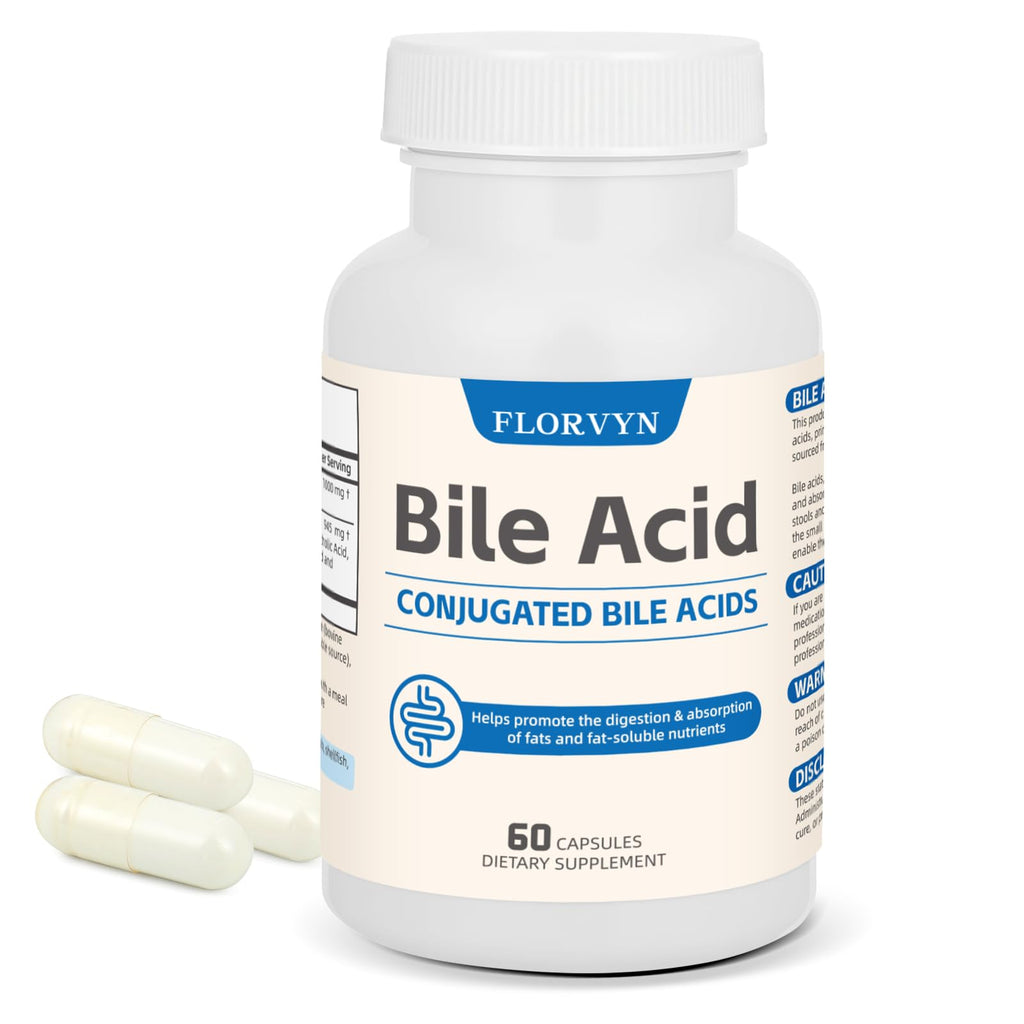 Florvyn Conjugated Bile Acid Supplement 1000mg – Supports Fat Digestion & Absorption of Fats & Fat-Soluble Nutrients, Gut Comfort & Nutrient Utilization, 60 Capsules, 30 Day Supply FlorvynBuy Supplements Australia