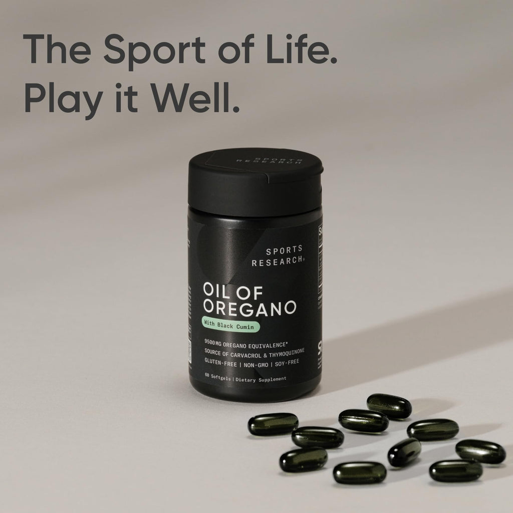 Sports Research® Oil of Oregano 9500mg w/Black Seed Oil & Coconut MCT Oil - Antioxidant Combination Supplement Rich in Thymoquinone & Carvacrol - Gluten Free · Non-GMO - 60 Softgels Sports Research buy supplements Au