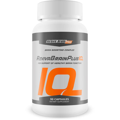 Reviva Brain Plus IQ supplement bottle on a white background
