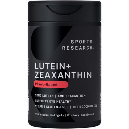 Sports Research® Lutein and Zeaxanthin Capsules - Eye Health Support Supplement Made with Lute-Gen® and Organic Coconut Oil - Vegan Friendly & Non-GMO Verified - 120 Veggie Softgels Sports Research buy supplements Au
