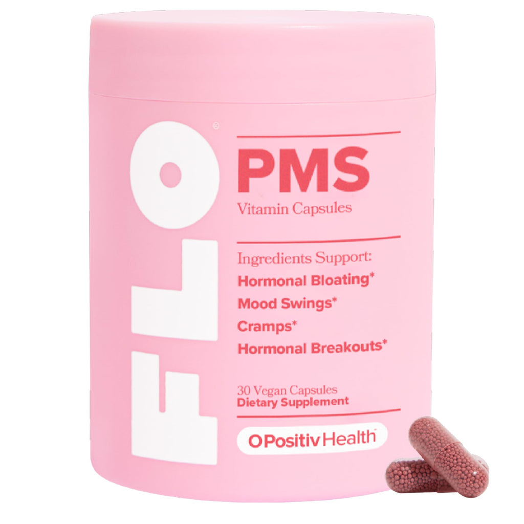 O Positiv FLO PMS Vitamins for Women, 30 Servings (Pack of 1) - Proactive PMS Relief - Targets Hormonal Breakouts, Bloating, Cramps