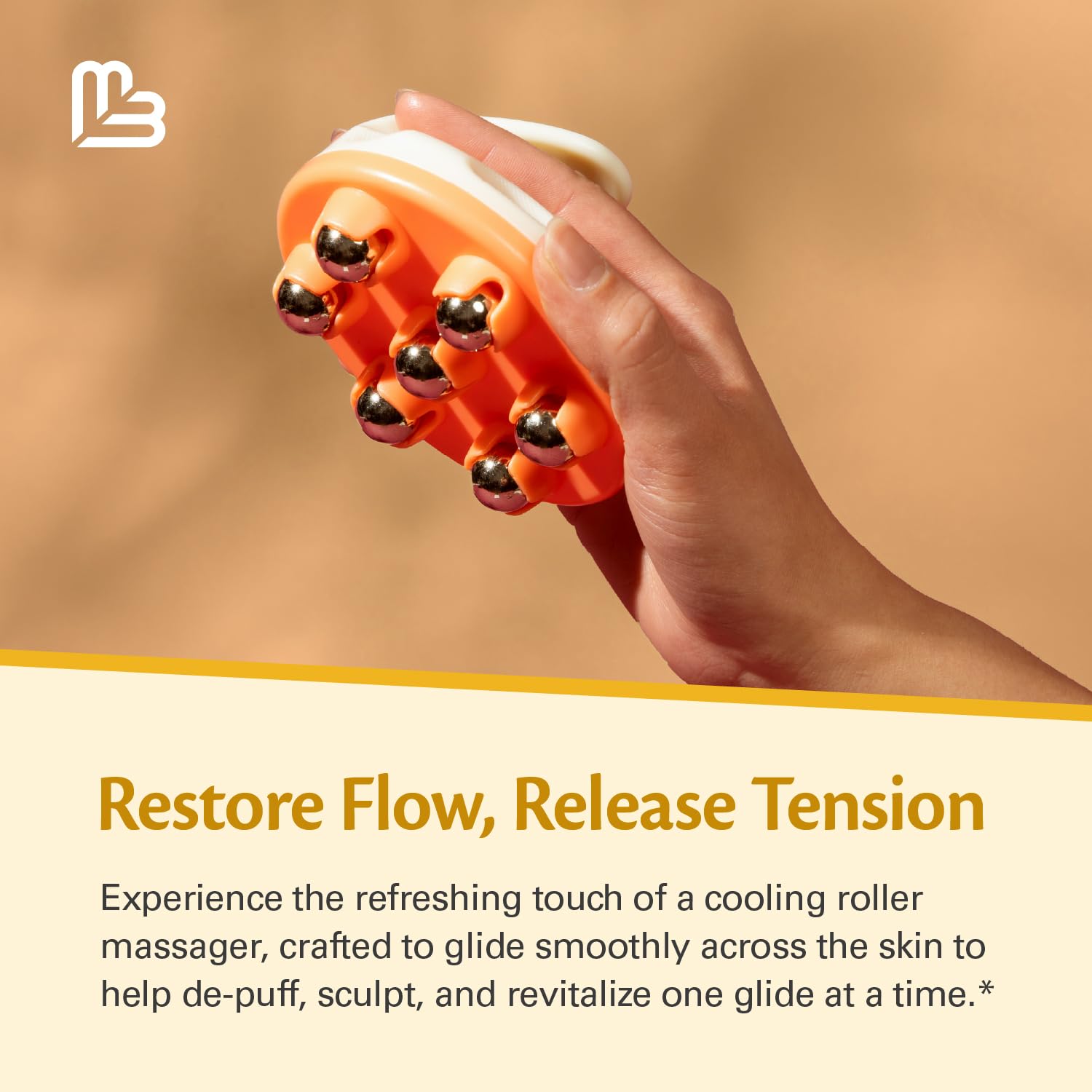 Lymphatic Drainage Massager with Cooling Steel Rollers for Body Sculpting, Cellulite & Sore Muscles, Grip-Friendly with Ergonomic Design for Arms, Thighs, Glutes and Stomach by M3 – Orange M3 Naturals buy supplements Au