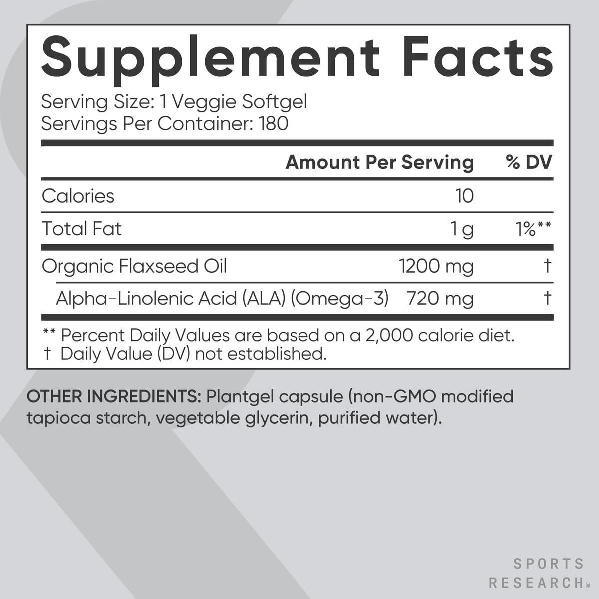 Sports Research® Vegan Flaxseed Oil (1200mg) Herbal Supplement with Plant-Based ALA Omega 3 - Vegan Certified & Non-GMO Verified - Gluten, Soy & Carrageenan Free (180 Veggie Softgels) Sports Research buy supplements Au