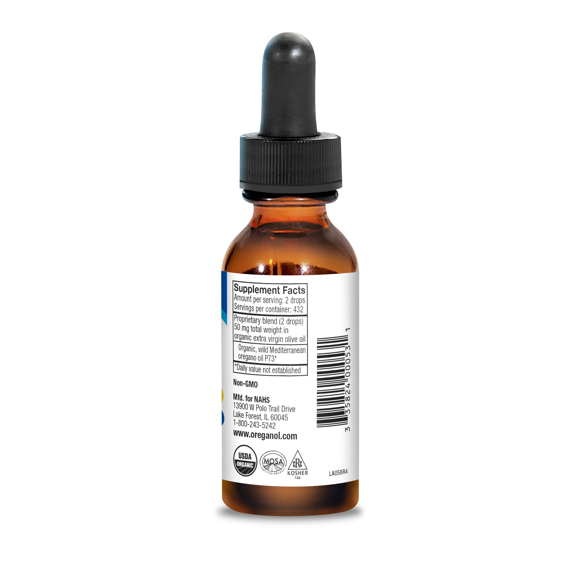 NORTH AMERICAN HERB & SPICE Oreganol - 1 fl. oz. - Unprocessed, Wild, Organic Oregano Oil