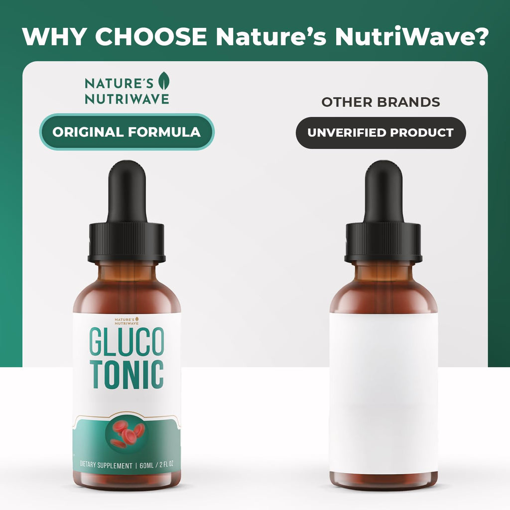 Nature’s NutriWave GlucoTonic – Liquid Formula with Chromium & Herbal Extracts – Natural Flavor – Non-GMO – 60ml, 2FL OZ, 60 Servings, 1 Month Supply Nature’s NutriWave buy supplements Au