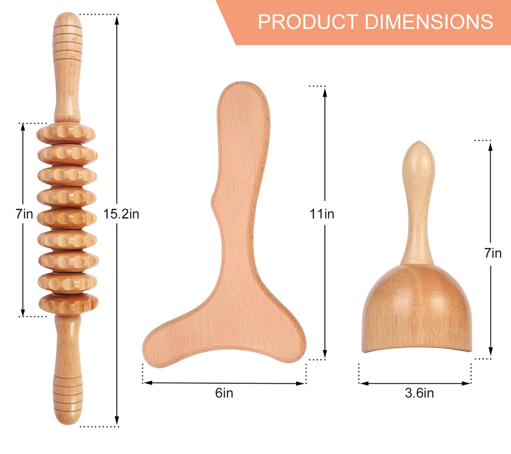 Komogir 3-in-1 Wood Therapy Massage Tools Lymphatic Drainage Massager Wooden Massager for Maderoterapia,Anti-Cellulite, Body Sculpting & Contouring Komogir buy supplements Au