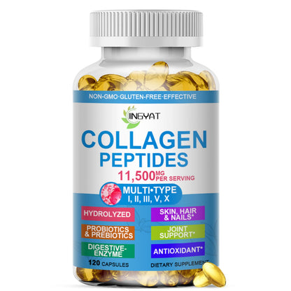 Collagen Peptides Softgels, Multi Collagen Peptide w/ Glucosamine Chondroitin MSM Biotin, Hydrolyzed Collagen Peptides Complex for Women Supports Skin Hair