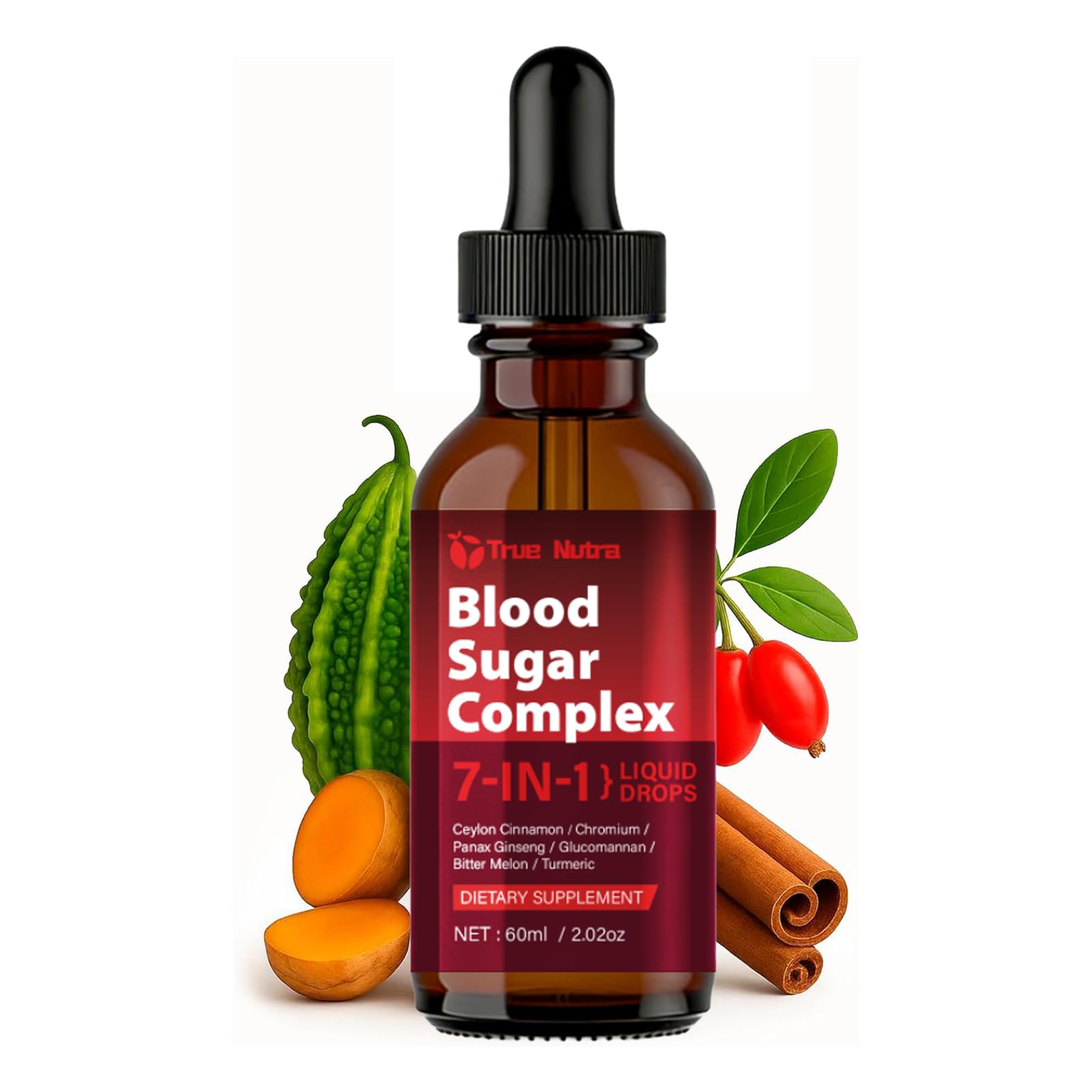 true nutra Blood Sugar Complex, 7-in-1 Formula Blood Sugar Support Supplement with Berberine, Ceylon Cinnamon, Chromium, Bitter Melon, Turmeric, Ginseng, Glucomannan (1PCS) true nutraBuy Supplements Australia