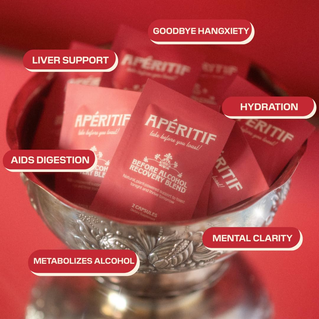 Apéritif Before Alcohol Recovery Supplement - DHM (Dihydromyricetin), Milk Thistle, Turmeric & B Vitamins - Hydration & Liver Support for Morning Clarity Apéritif Health buy supplements Au