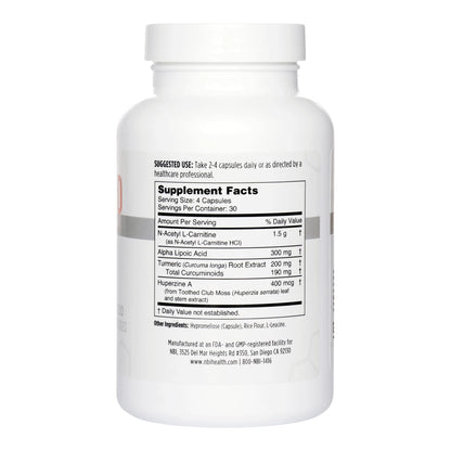 NBI Brain Blend for Memory, Focus, Concentration, Cognitive Function for Men & Women | Caffeine-Free with ALCAR, Alpha Lipoic Acid, Huperzine A, Turmeric | Nootropic | 120ct Capsules NBIBuy Supplements Australia