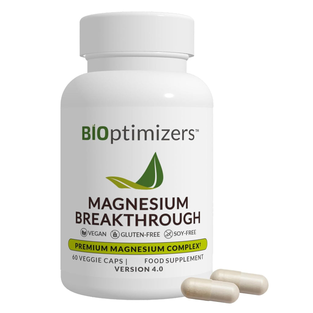 Bottle of Bioptimizers Magnesium Breakthrough supplement on a white background