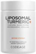Codeage Organic Turmeric Supplement - 95% Curcumin Extract Pills - Liposomal Fermented Botanical Blend Black Pepper, Ashwagandha, Ginger, Stephania, Boswelia, Cumin, Digestive Bitters - 90 Capsules CodeageBuy Supplements Australia