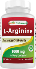 (New Improved Formula) Best Naturals L-Arginine 1000 mg 120 Tablets - Pharmaceutical Grade L Arginine Supplement