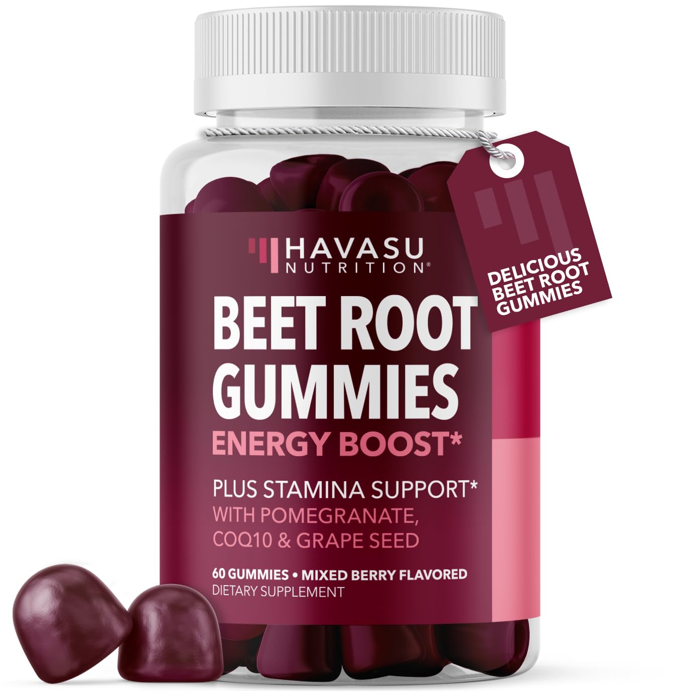 Beet Root Gummies with COQ10 & Pomegranate - Nitric Oxide Supplement for Men and Women - Beetroot for Endurance, Performance, Recovery - Vegan, Non-GMO, Gluten Free