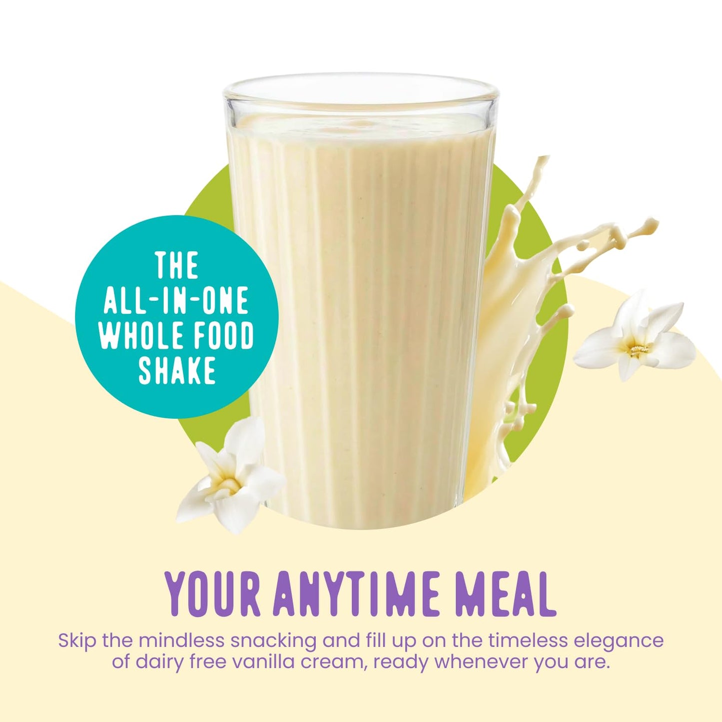 FlavCity Vegan Almond Protein Shake Powder, Vanilla Cream + Reishi & Cordyceps Mushrooms - Focus, Skin, Hair & Joint Support - Organic Fruit All in One Smoothie On-the-Go, 20 Servings