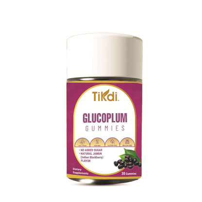 Tikdi Glucoplum Gummies container on a white background