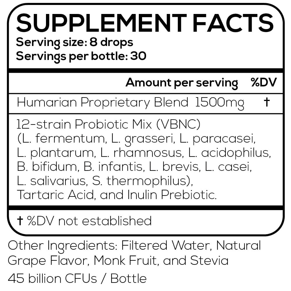 Probonix Humarian Liquid Probiotics for Women - 12-Strain Probiotic Drops to Fortify Women’s Gut Health, Vaginal Health, Immunity and Overall Wellness - 30-Day Supply - Delicious Grape Flavor Probonix buy supplements Au
