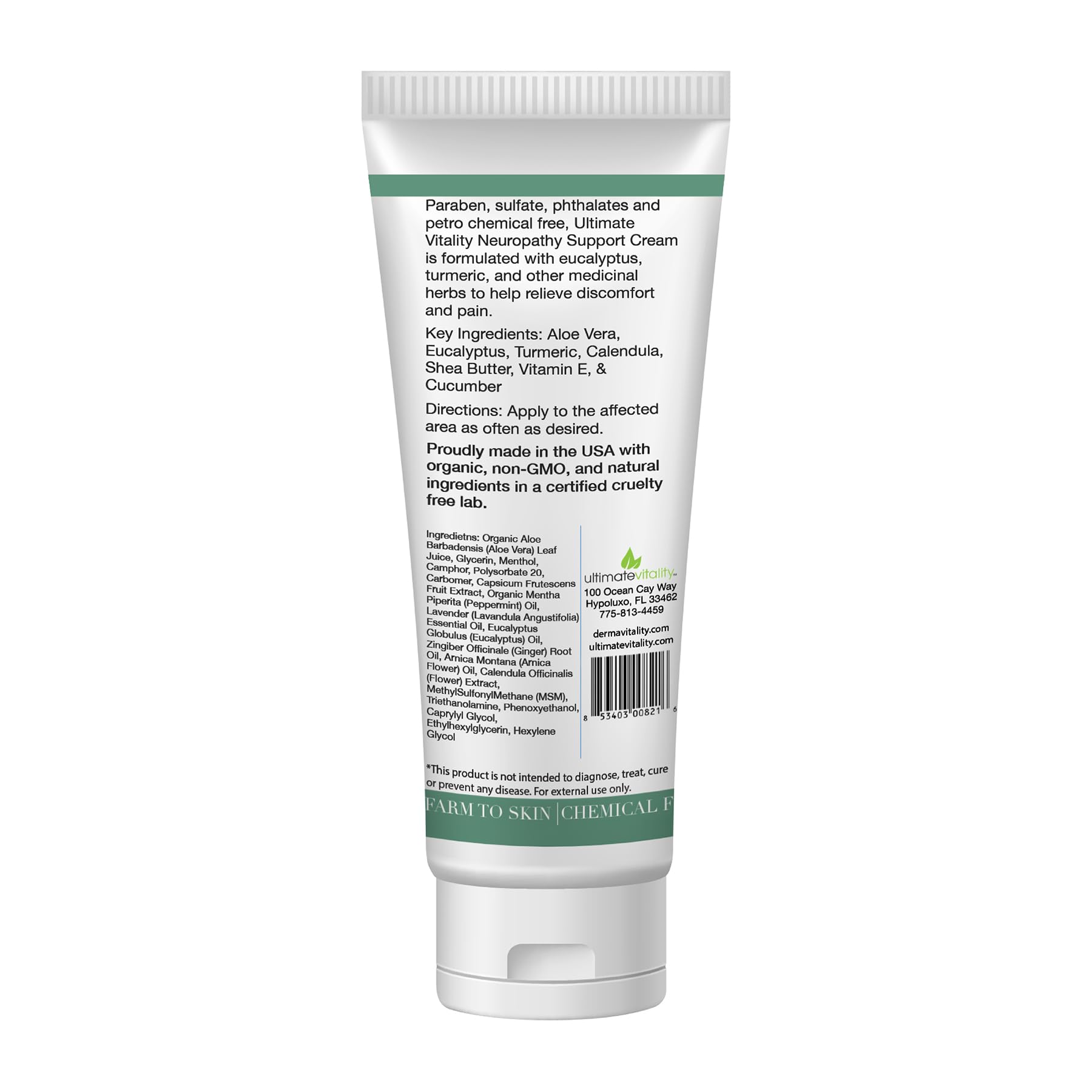 UltimateVitality Neuropathy Support Cream – Natural Organic Cream for Feet, Hands, Legs, Toes Includes Arnica, Capsicum Frutescens Fruit Extract, Peppermint a Ginger - 6 Ounces UltimateVitalityBuy Supplements Australia